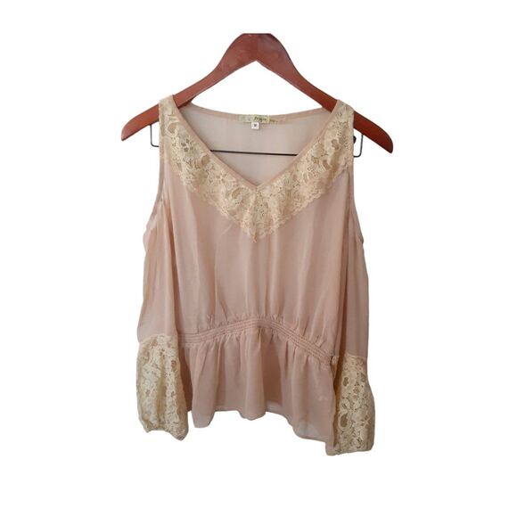 Pronto USA Sheer Bohemian Open Shoulder Top M - Festival/Boho Style - Picture 2 of 9